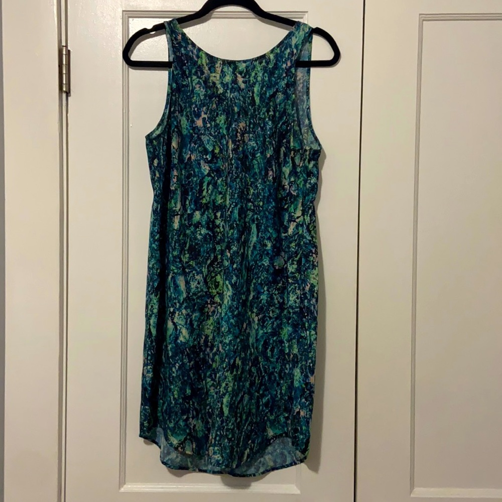 Trouve Blue/ Green Pattern Shift Dress